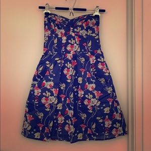 Blue floral strapless sundress